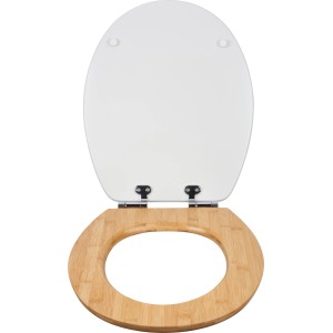 Offener, weißer WC-Sitz Holena von baliv mit Holzkern und Absenkautomatik.
