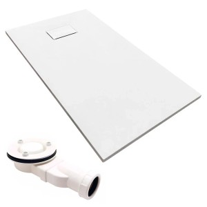 Bad Land Duschwanne Rechteck VIDAR 120x80x3,2 Verbundwerkstoff Steinoptik Ablauf