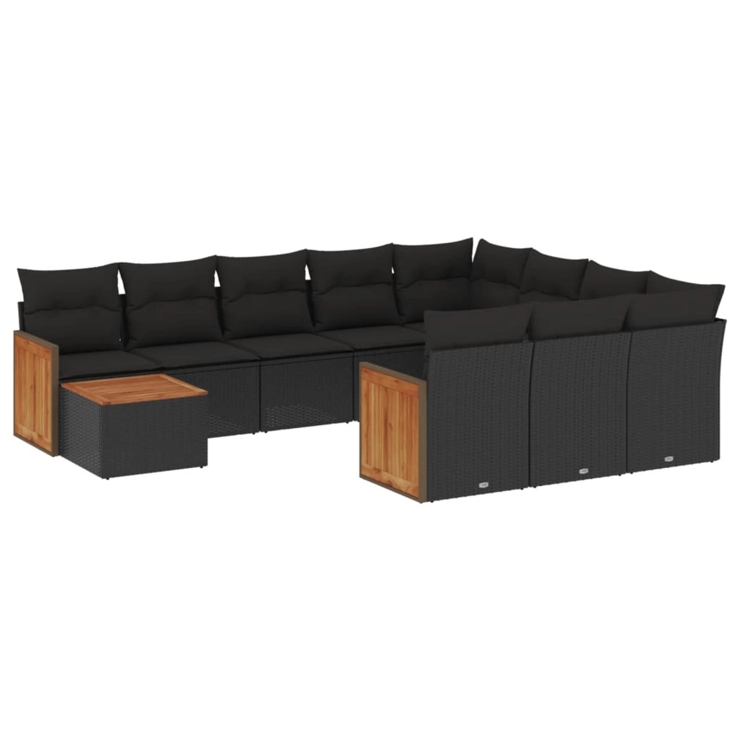 vidaXL 11-Tlg Garten-Sofagarnitur mit Kissen Schwarz Poly Rattan 3228043 günstig online kaufen