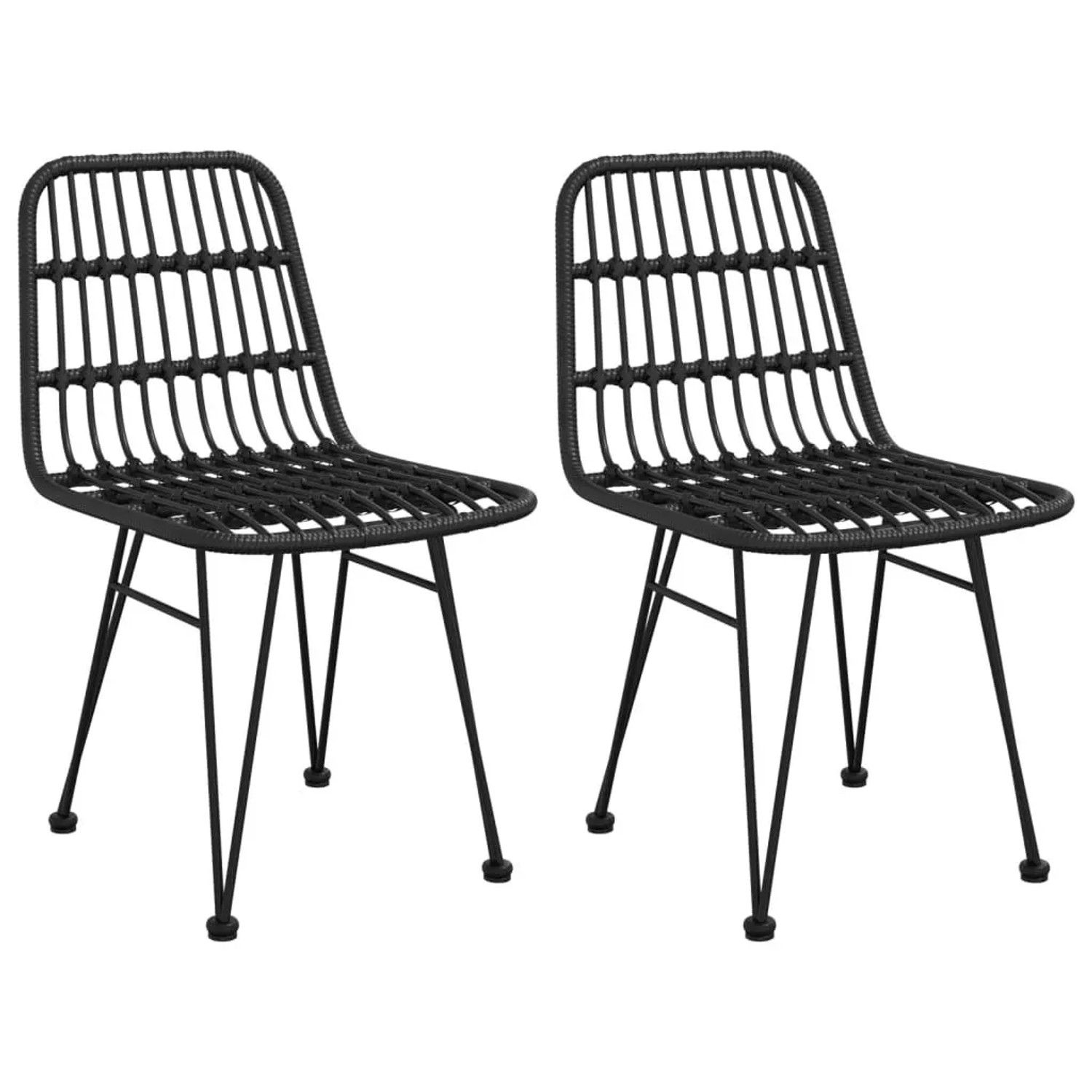 Furnicato Gartenstühle 2 Stk Schwarz 48x62x84 Cm Pe-rattan