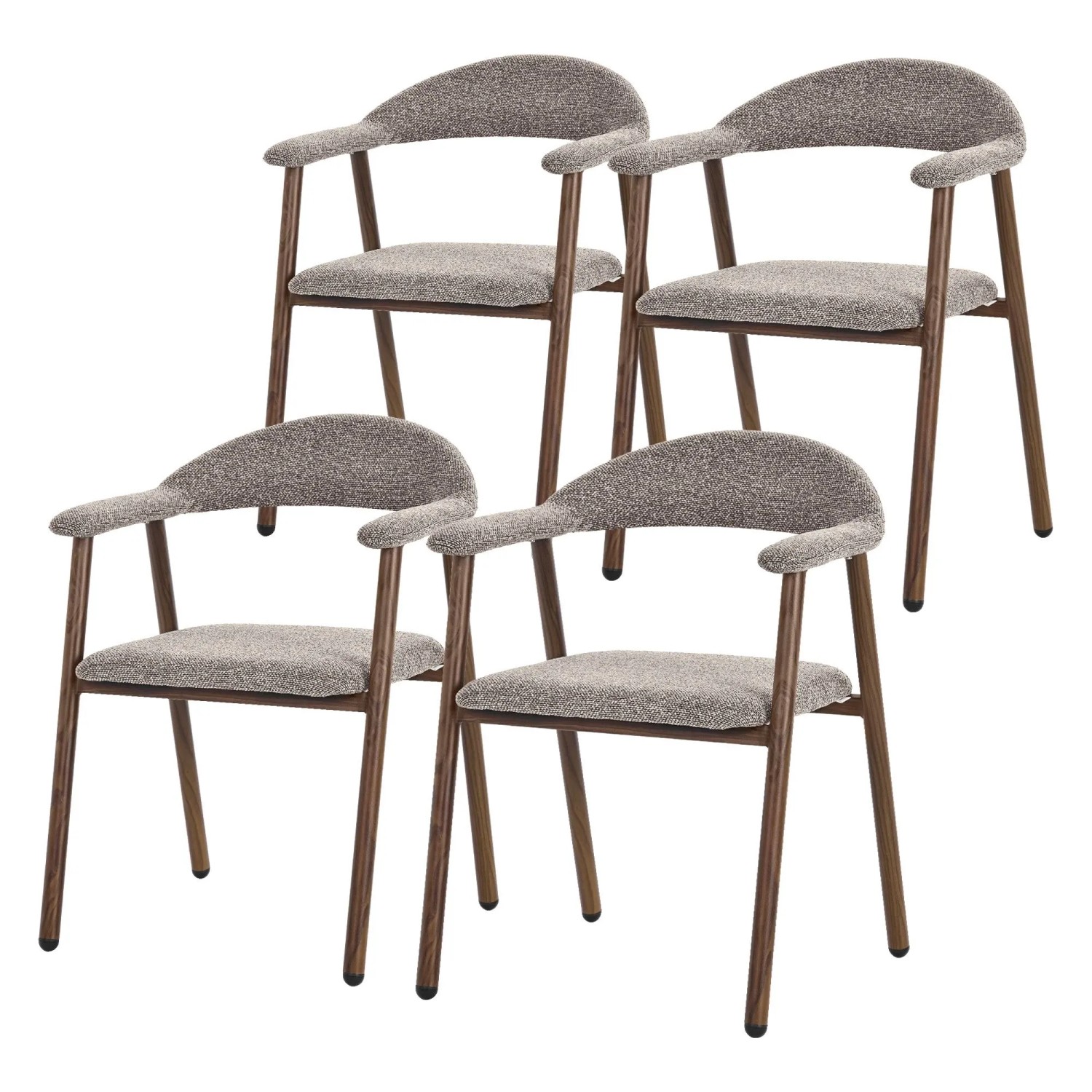 ML-Design Esszimmerstühle 4er Set Braun mit Webstruktur & Stahlgestell