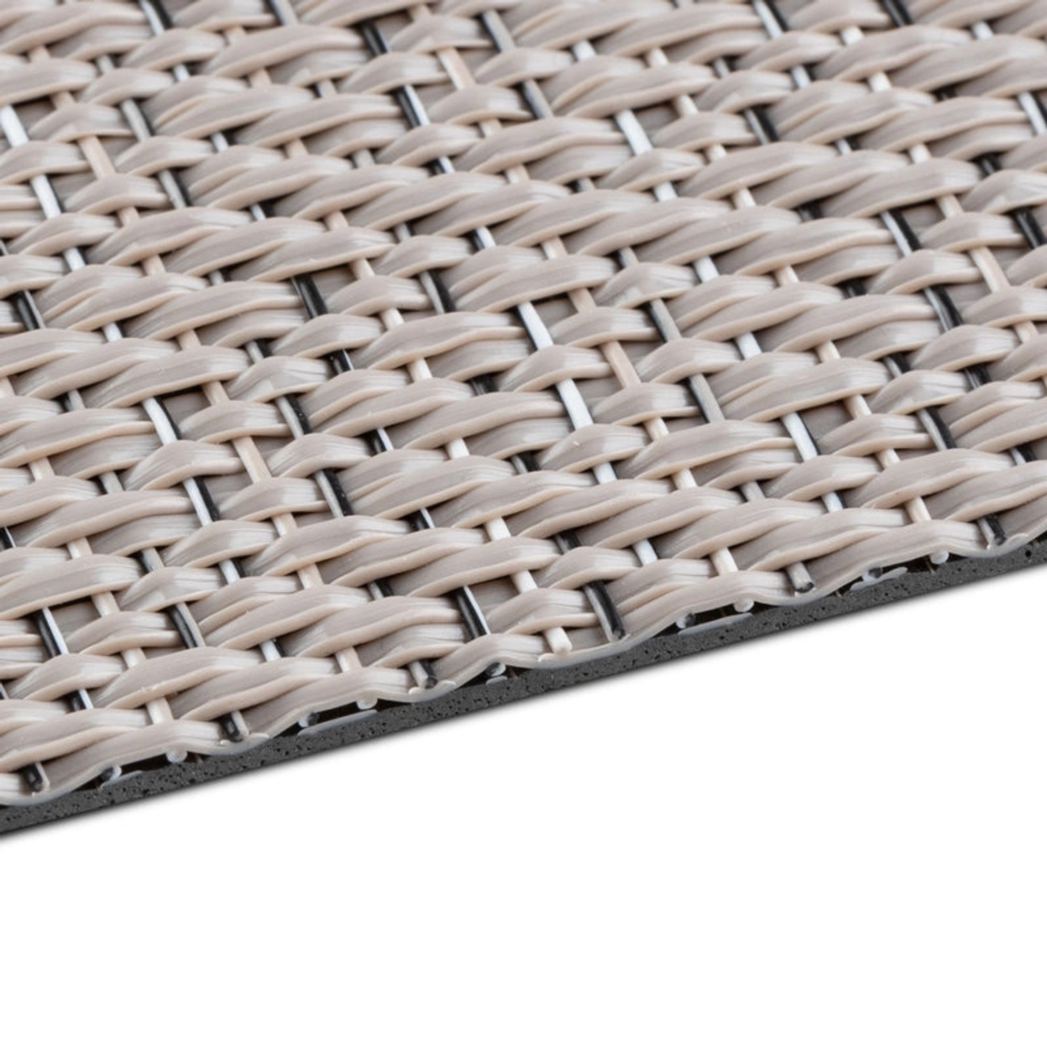 Detailaufnahme: Beige KARAT Outdoor Teppich Turin mit gewebter Struktur.