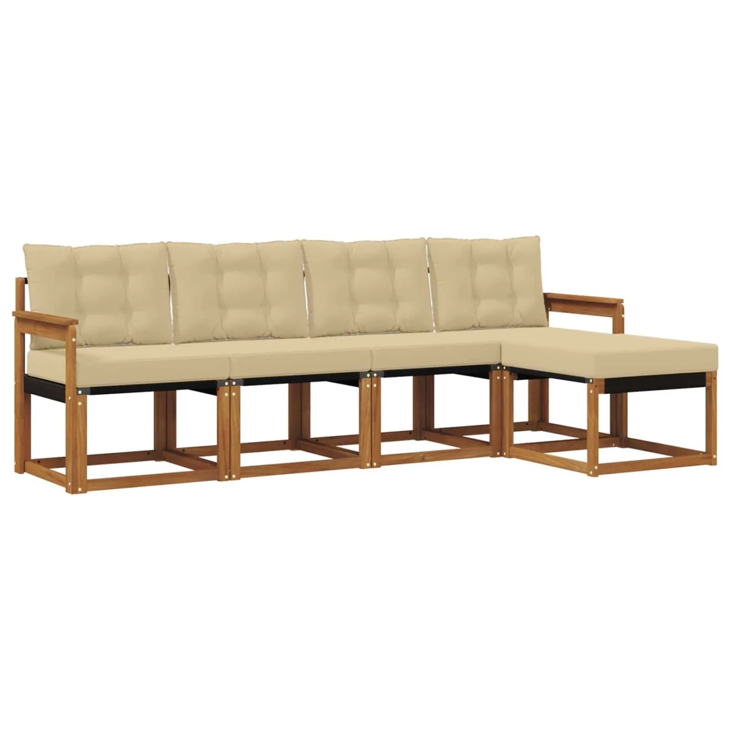 vidaXL Outdoor-Sofagarnitur mit Kissen 5-Tlg Natur und Beige 3368564