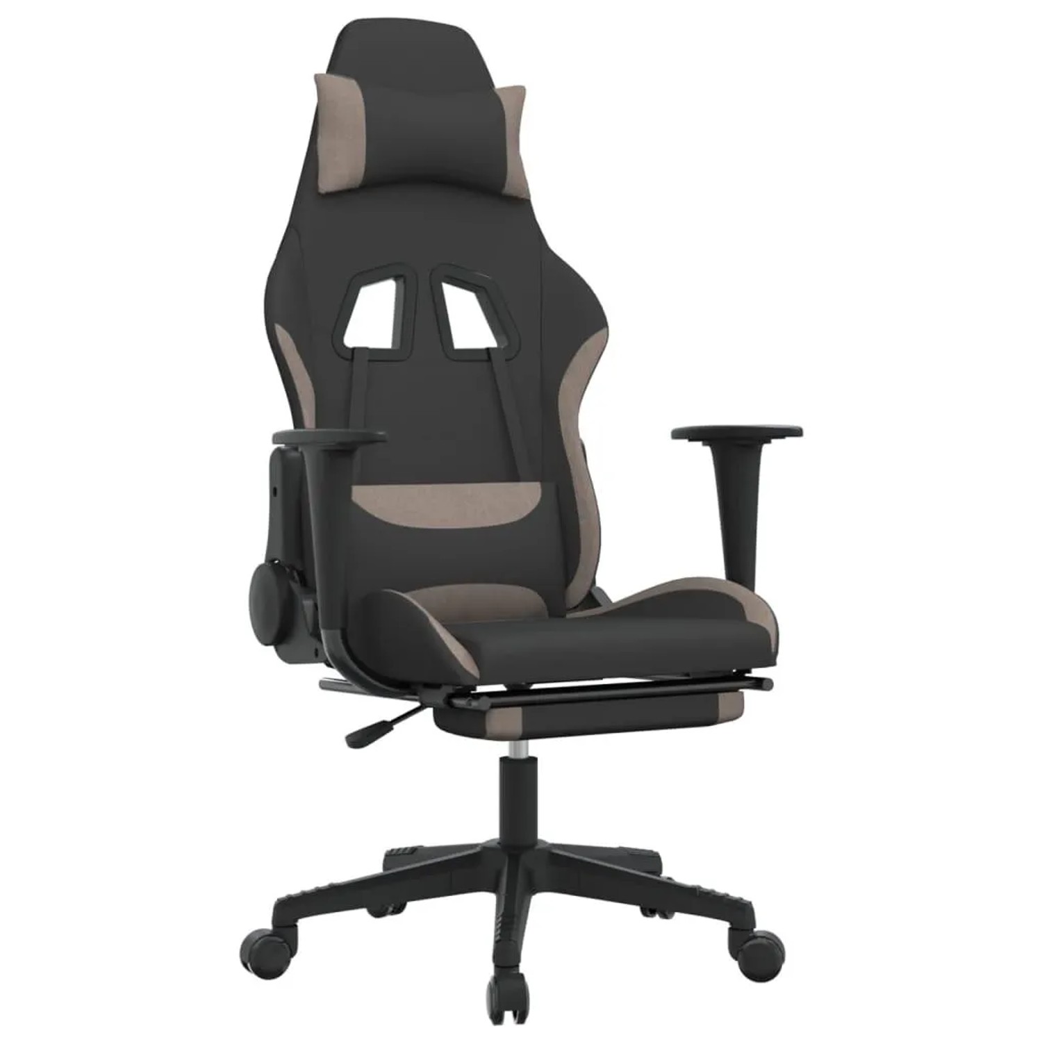 vidaXL Gaming-Stuhl mit Massage & Fußstütze Schwarz und Taupe Stoff 345503 günstig online kaufen