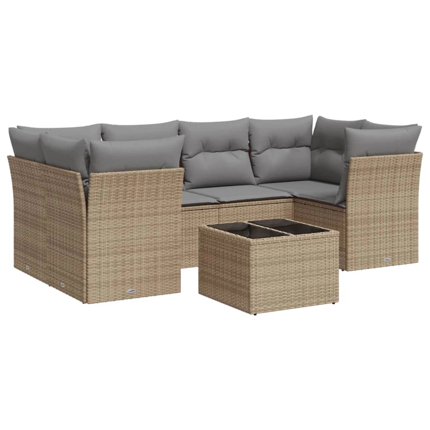 vidaXL 7-Tlg Garten-Sofagarnitur mit Kissen Beige Poly Rattan 3217269 günstig online kaufen