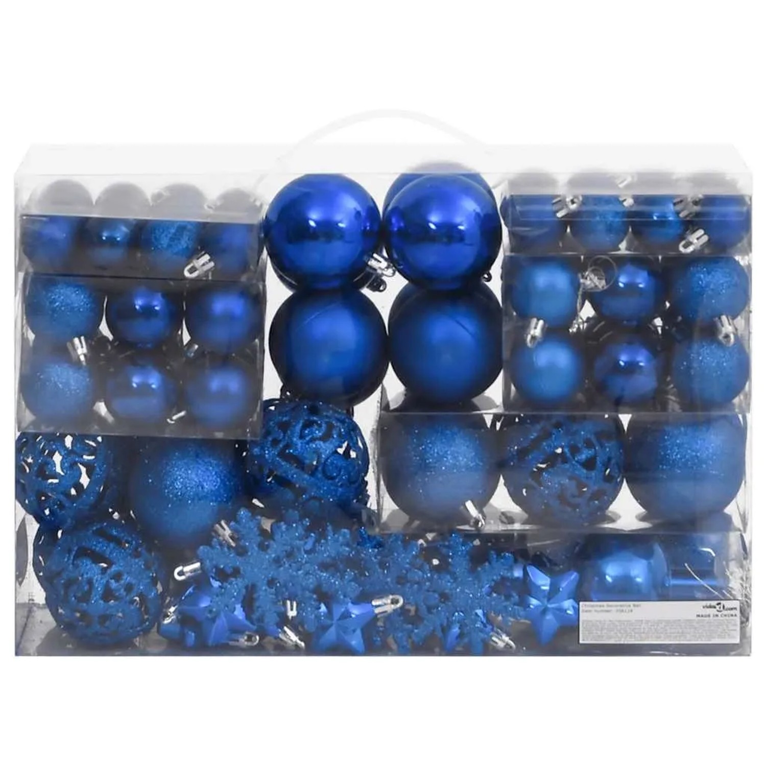 vidaXL 111-Tlg Weihnachtskugel-Set Blau Polystyrol 356118