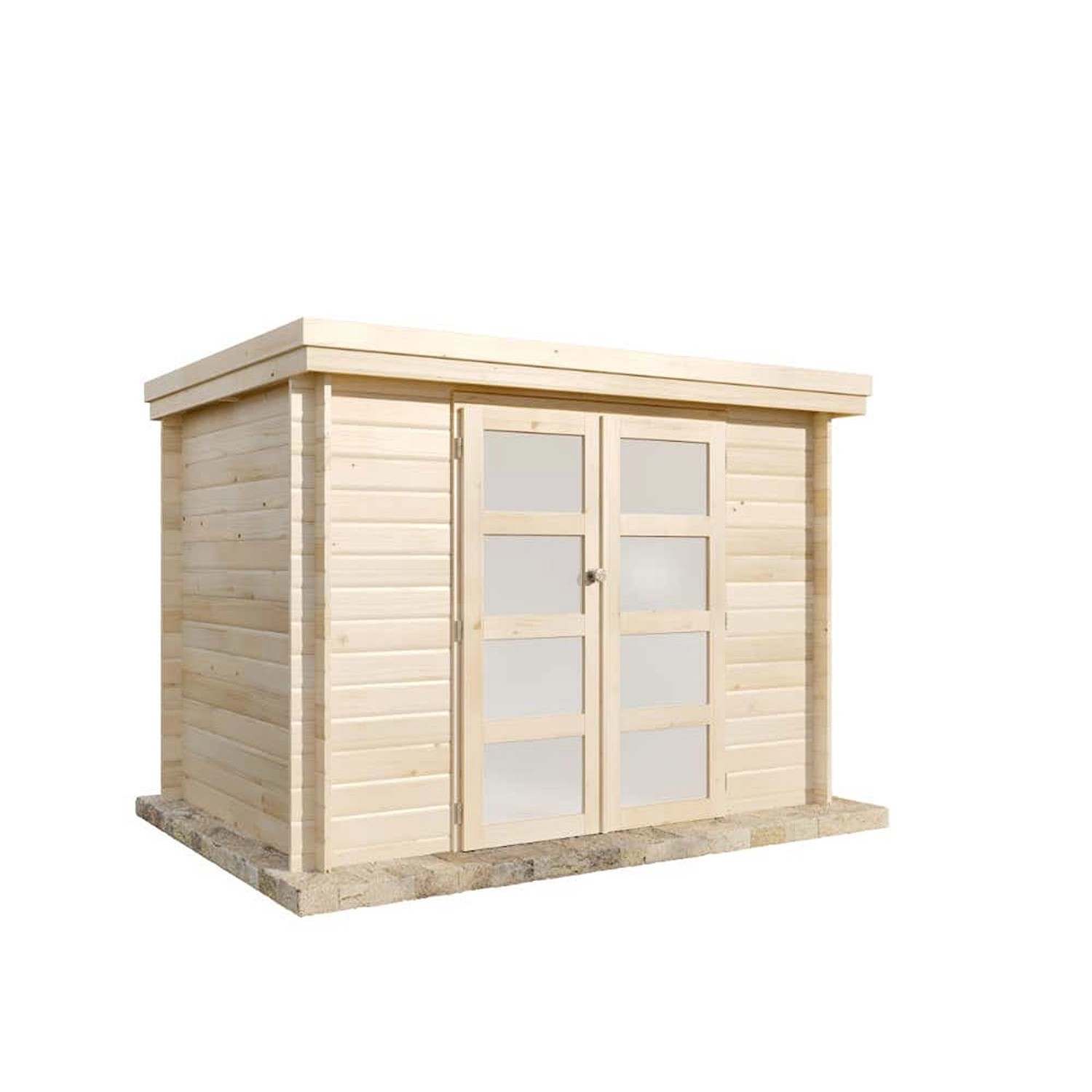 Alpholz Holz-Gartenhaus Flachdach Unbehandelt 301 cm x 321 cm günstig online kaufen