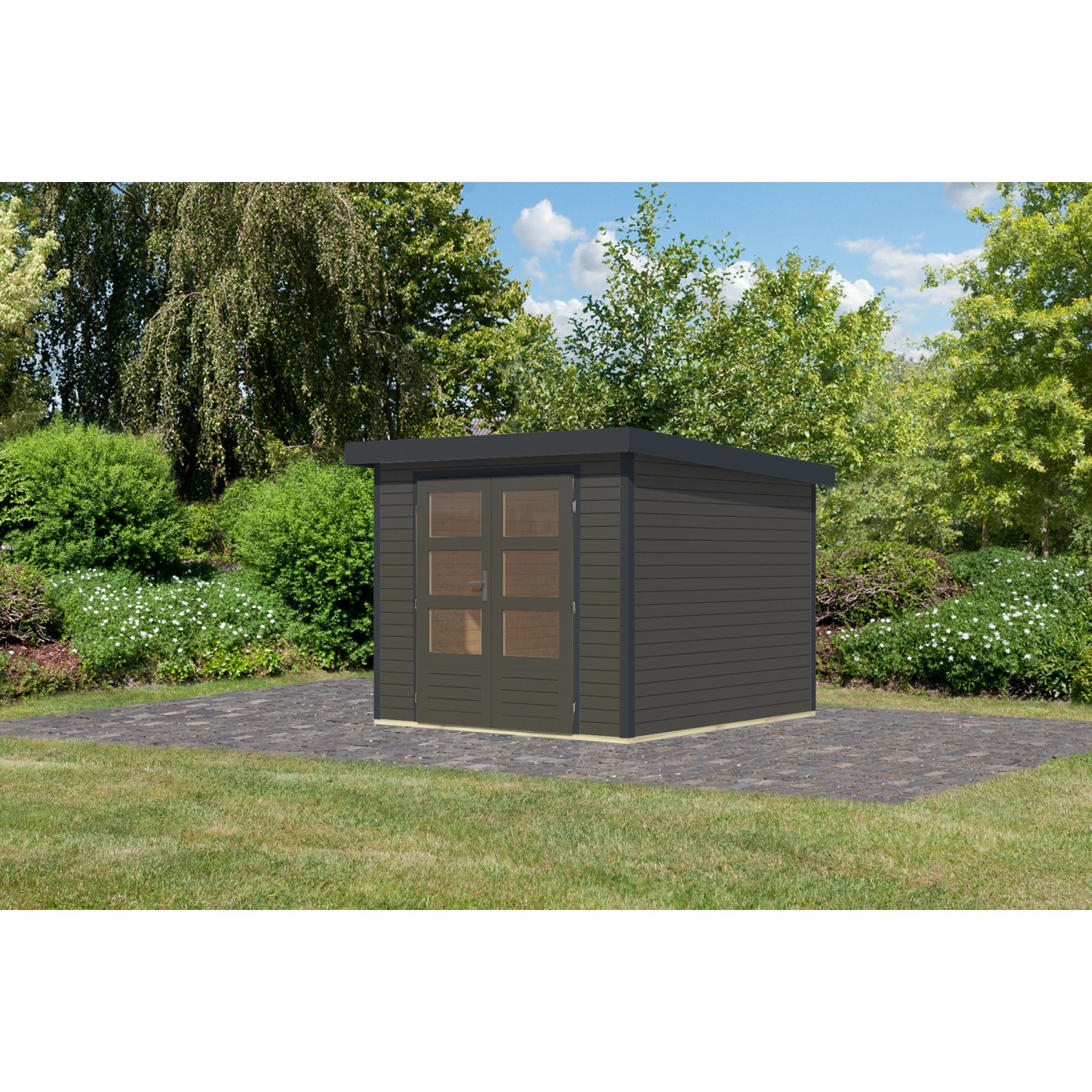 Karibu Gartenhaus Diego 3,5 B Terragrau/Anthrazit 209 x 238 x 242 cm günstig online kaufen