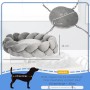 Graues PawHut Katzenbett Donut mit geflochtenem Rand, Ø55cm, waschbar und extra gepolstert.