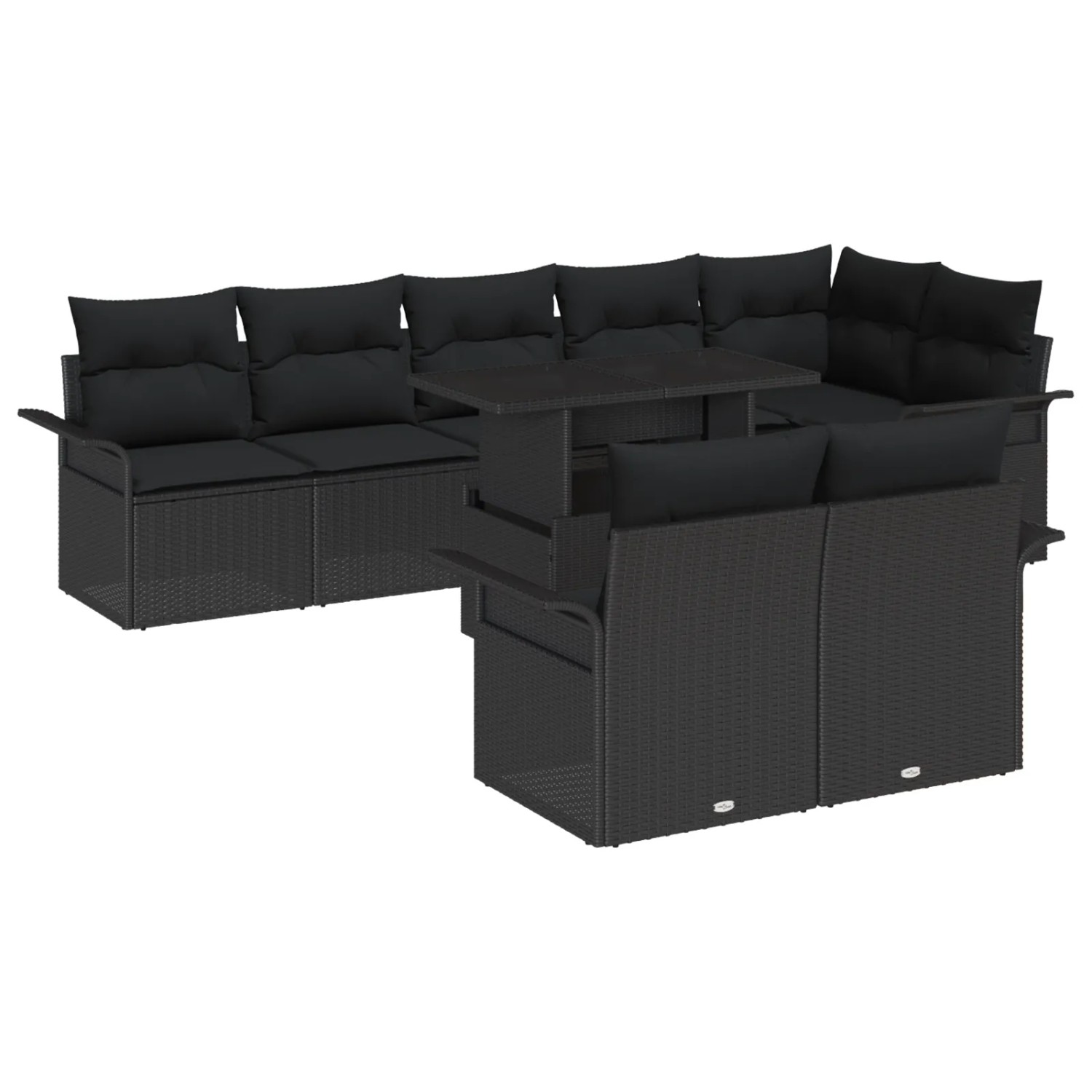 vidaXL Garten-Sofa-Set mit Kissen 9-Tlg Schwarz Poly Rattan 3357046 günstig online kaufen