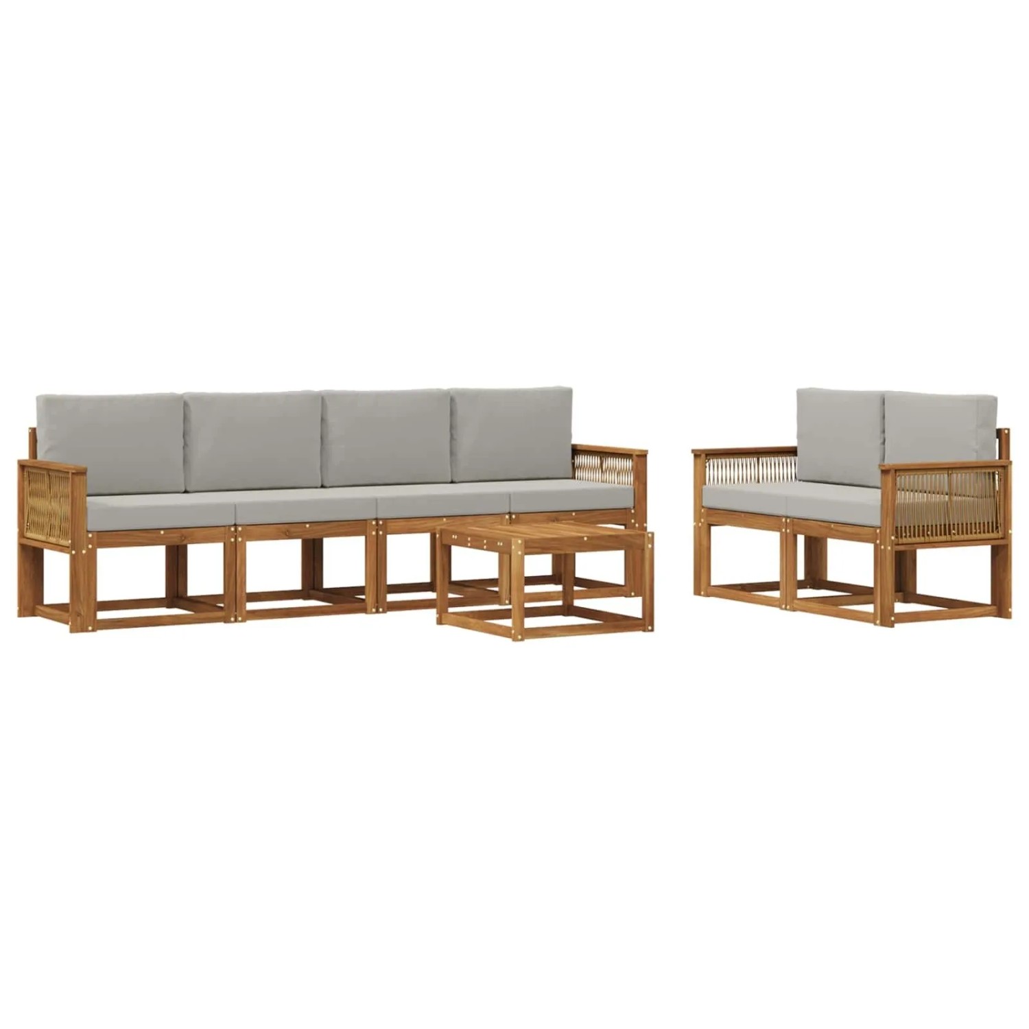 vidaXL Outdoor-Sofagarnitur 7 Stk Natur und Hellgrau Polyester 3385017