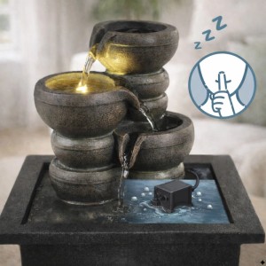 Marelida Kaskaden-Tischbrunnen Mit LED Beleuchtung H25cm Zimmerbrunnen Innen Und Außen