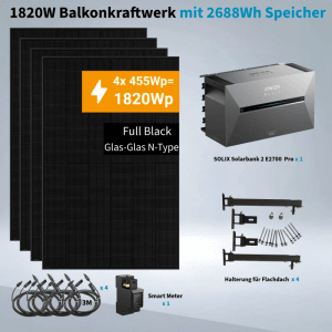 Anker SOLIX Solarbank 3 Pro 1.820 W Balkonkraftwerk mit Halterung Flachdach