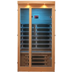 Canadian Spa Infrarotkabine Chilliwack für 1 Person, aus Hemlockholz mit LED-Beleuchtung.