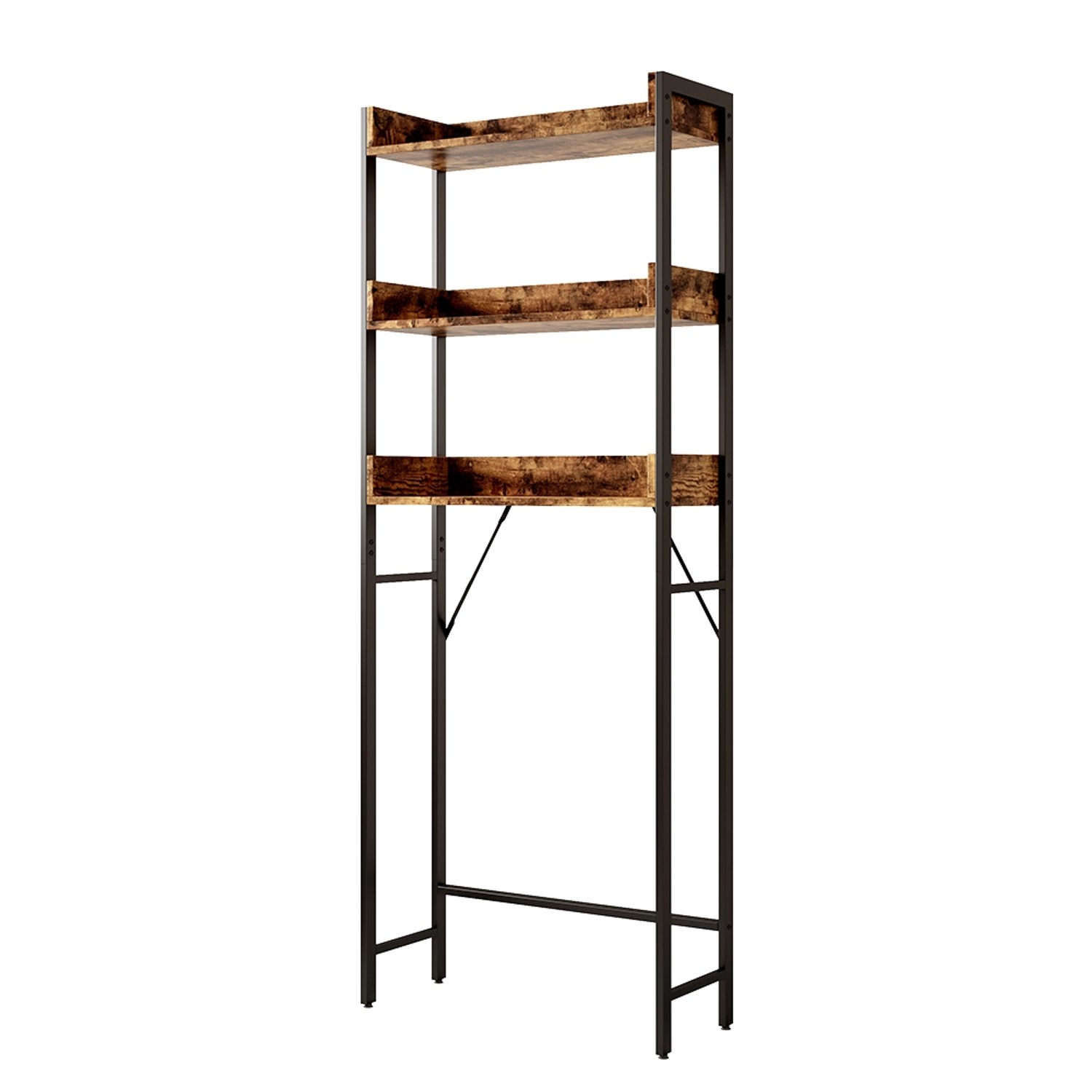 Vicco Waschmaschinenschrank Fyrk Eiche Rustikal/Schwarz 64 x 165 cm mit 3 Fächern