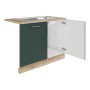 OPTIFIT Spülenschrank-Set Savona405 in Steingrün mit Edelstahlspüle und Arbeitsplatte in Wildeiche.