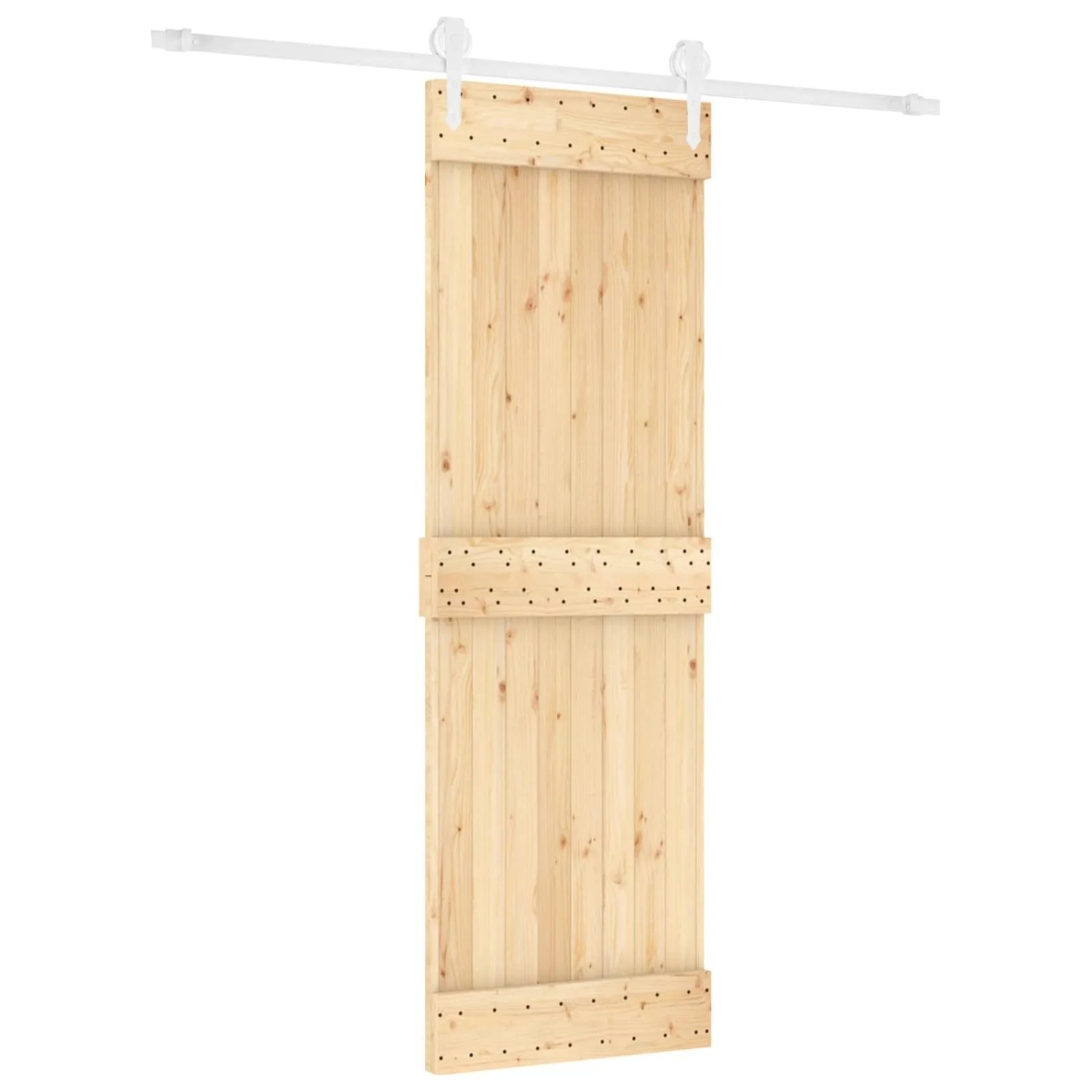 vidaXL Schiebetür Natur und Weiß 70 x 210 cm Massivkiefer 3445176