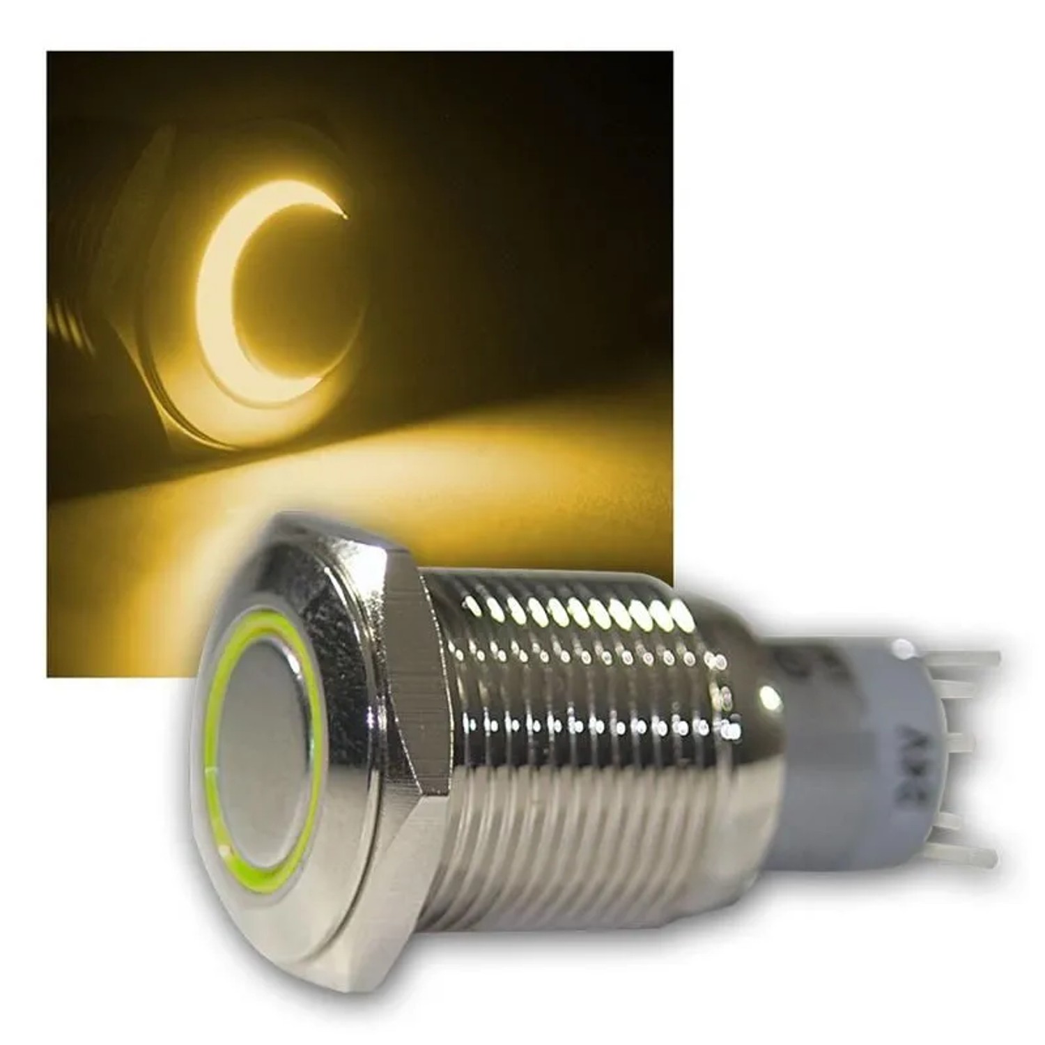 BLANKO Druck-Schalter Metall 230V 3A Beleuchtung Gelb