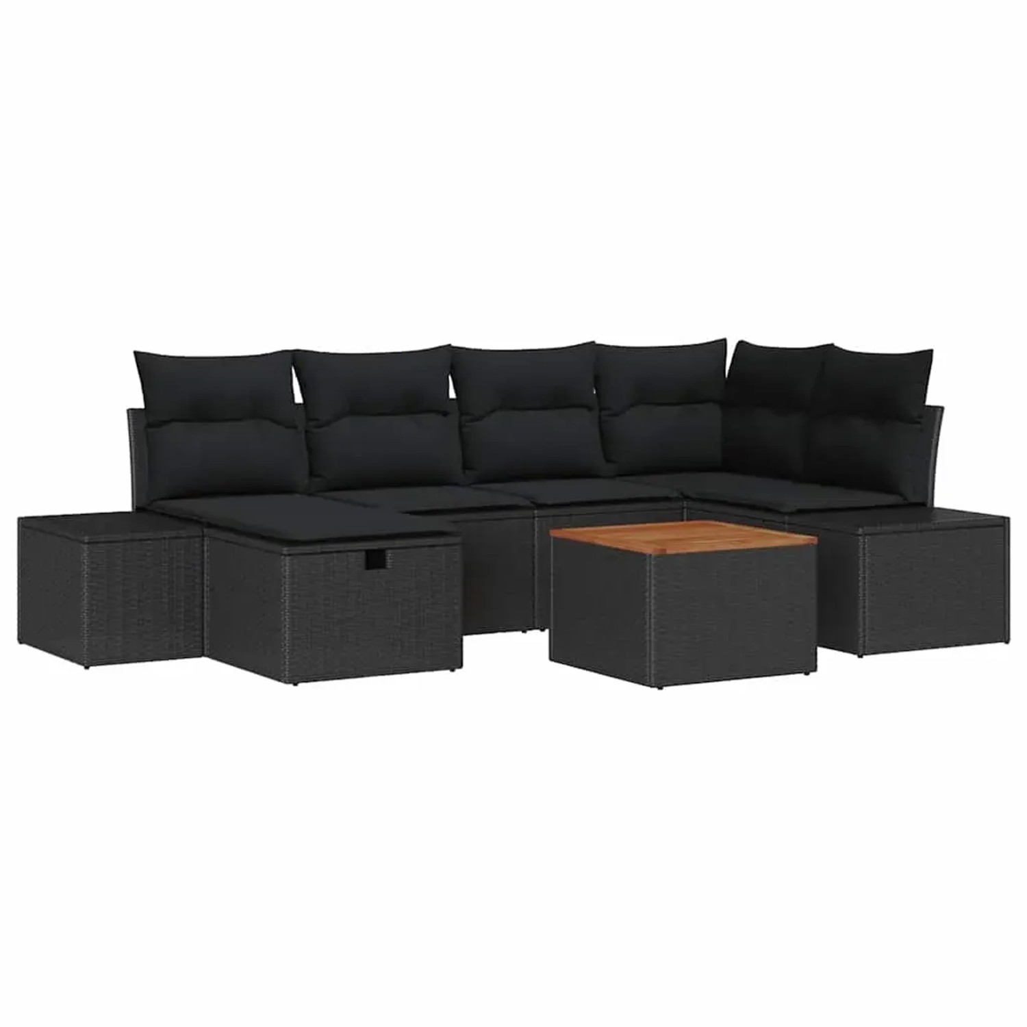 vidaXL Garten-Sofa-Set mit Kissen 7-Tlg Schwarz Poly Rattan 3360929 günstig online kaufen