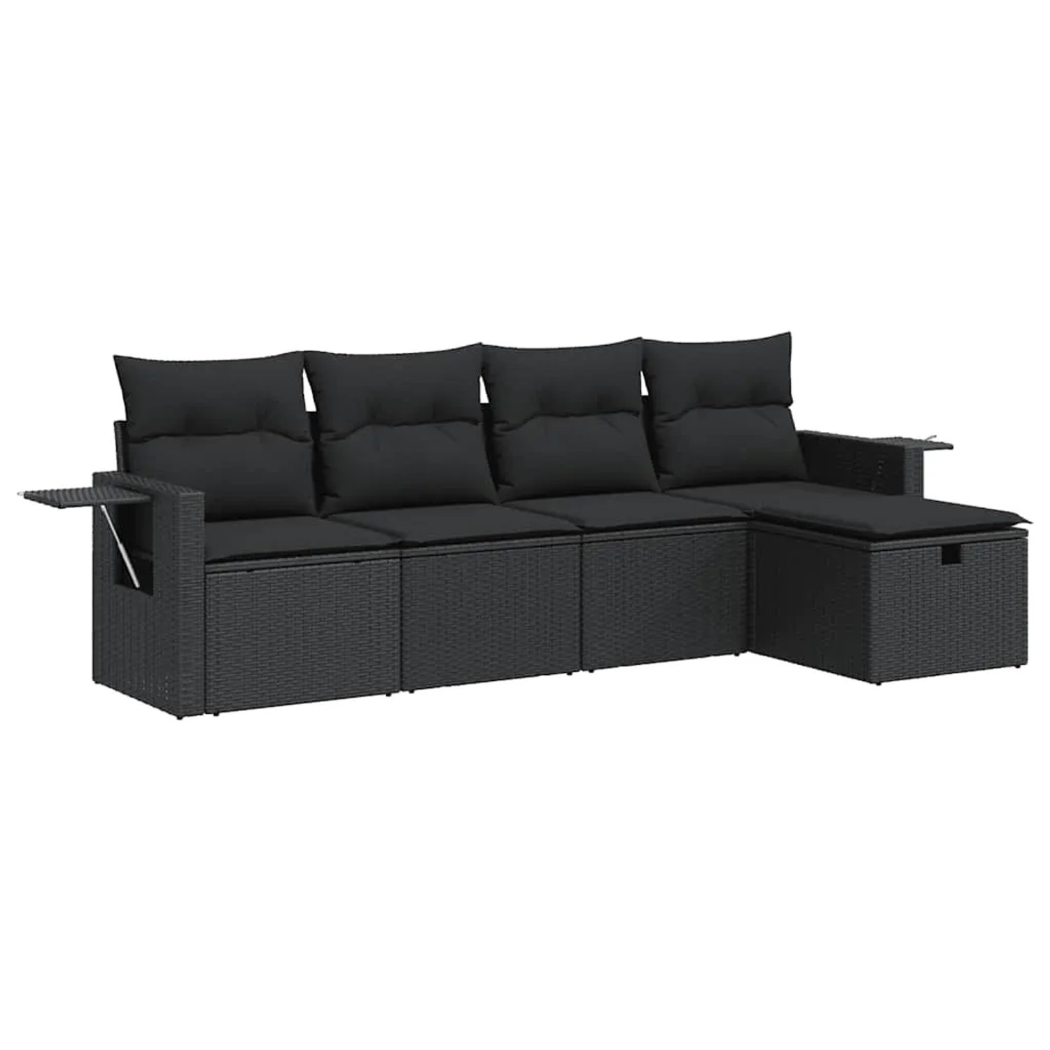 vidaXL 5-Tlg Garten-Sofagarnitur mit Kissen Schwarz Poly Rattan 3325461 günstig online kaufen
