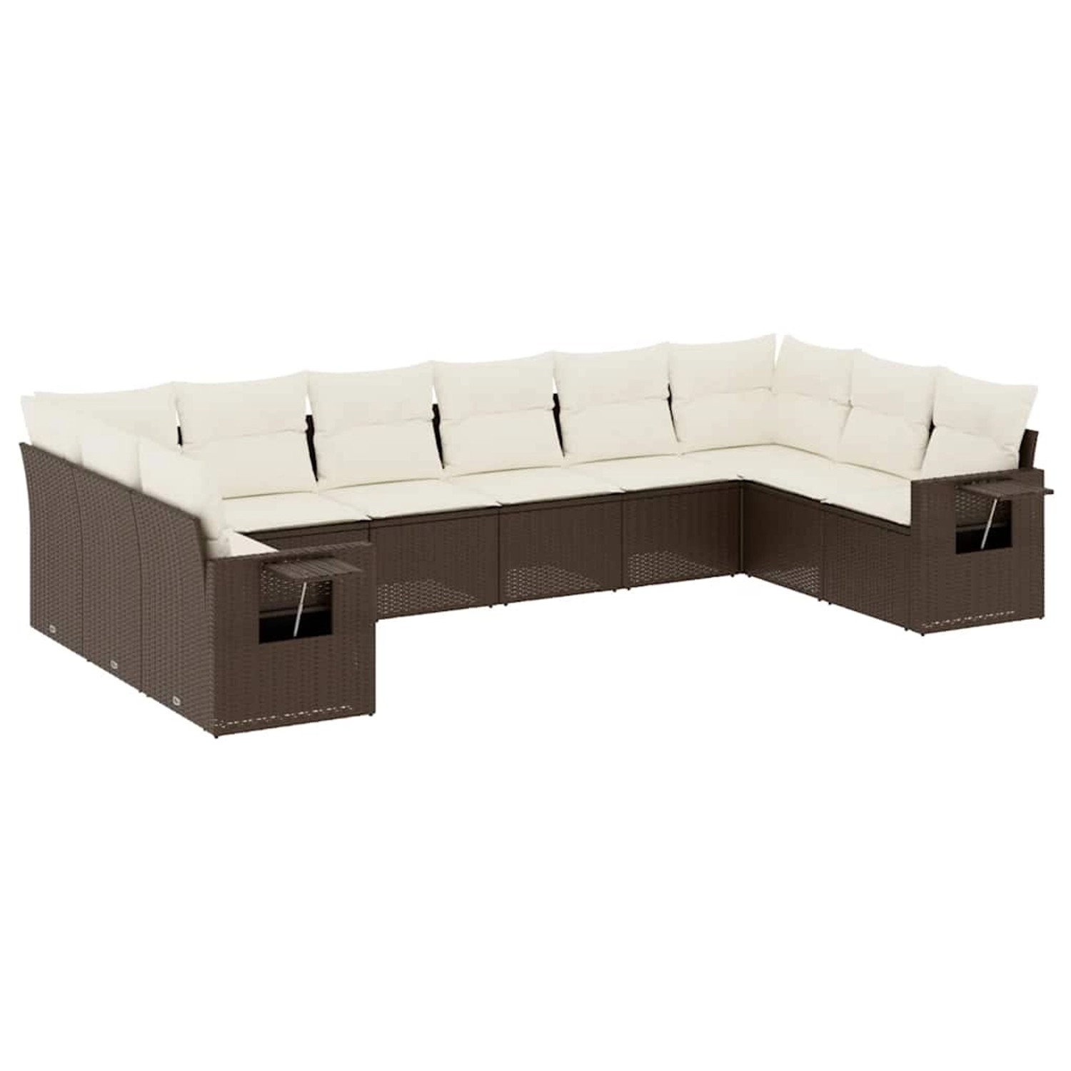 vidaXL 10-Tlg Garten-Sofagarnitur mit Kissen Braun Poly Rattan 3220672 günstig online kaufen