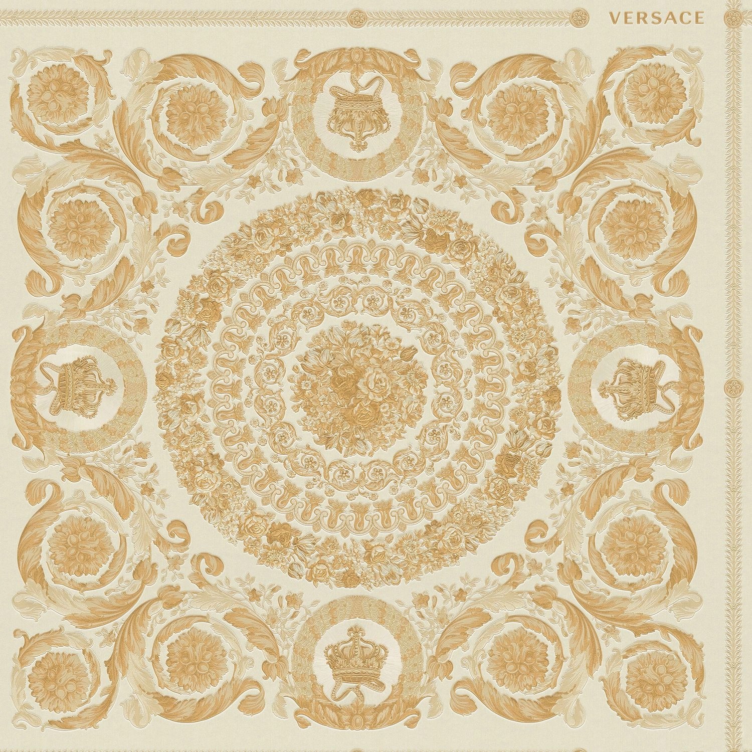 PROFHOME 370552-GU Barock Tapete Ornament glänzend Gold Beige Creme 7,035 m günstig online kaufen