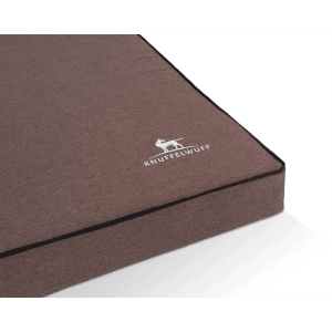Knuffelwuff Hundematte Nantucket XXL, orthopädisch, braunes Velours mit Logo.