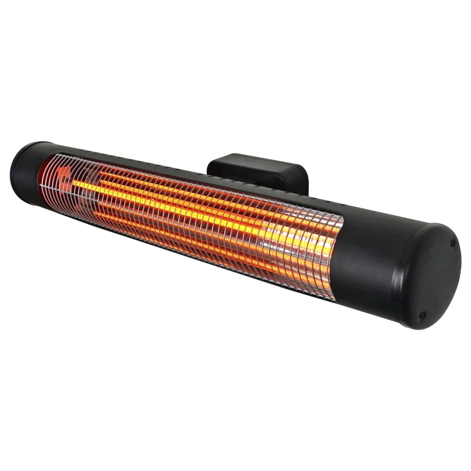 Schwarzer Heizstrahler Infrae Base mit Zugschnur, 750/1500 W, für Innen- und Außenbereiche.