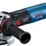 Bosch Professional GWS 17-125 Winkelschleifer in Blau mit Schleifscheibe und Zusatzhandgriff.