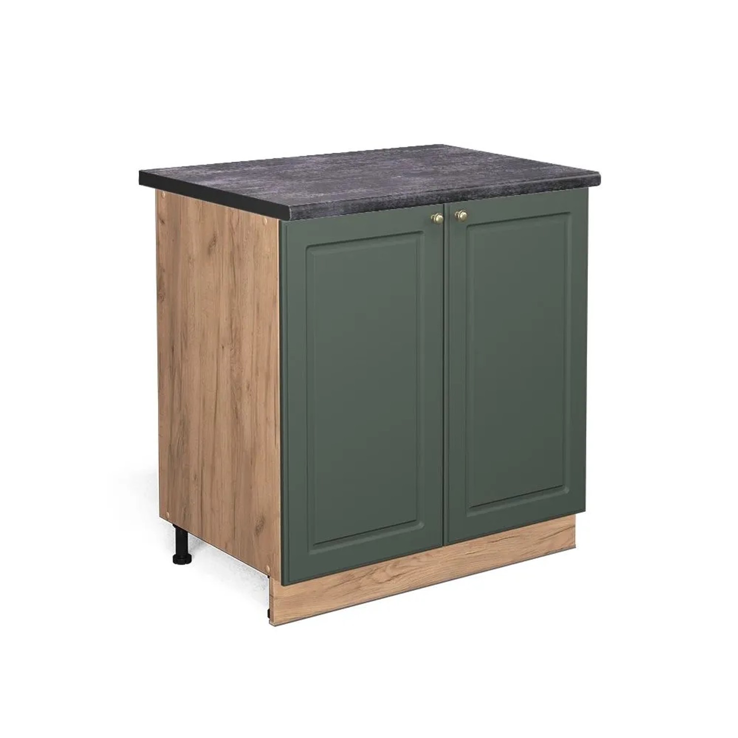 Vicco Küchenunterschrank Fame-Line Grün-Gold Landhaus 80 x 82 mit Regal AP Anthrazit