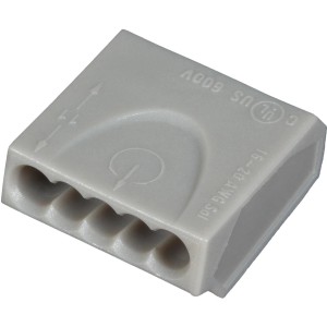 ASS VDE-Steckklemme, 5-fach, für Kabel von 0,75-1,5 mm², grau.