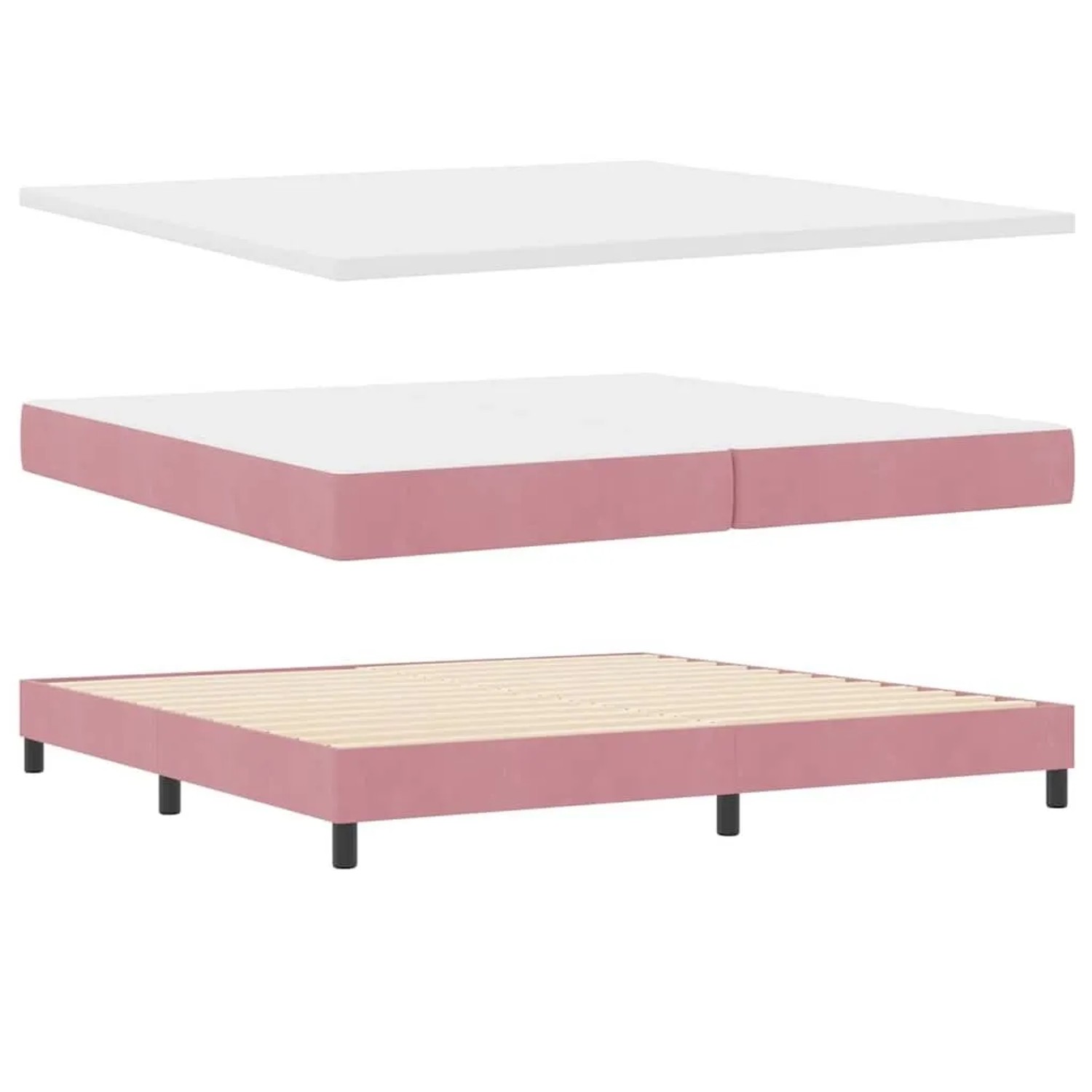 vidaXL Boxspringbett mit Matratze mit Kopfteil Rosa 200 x 200 cm Samt 33404 günstig online kaufen