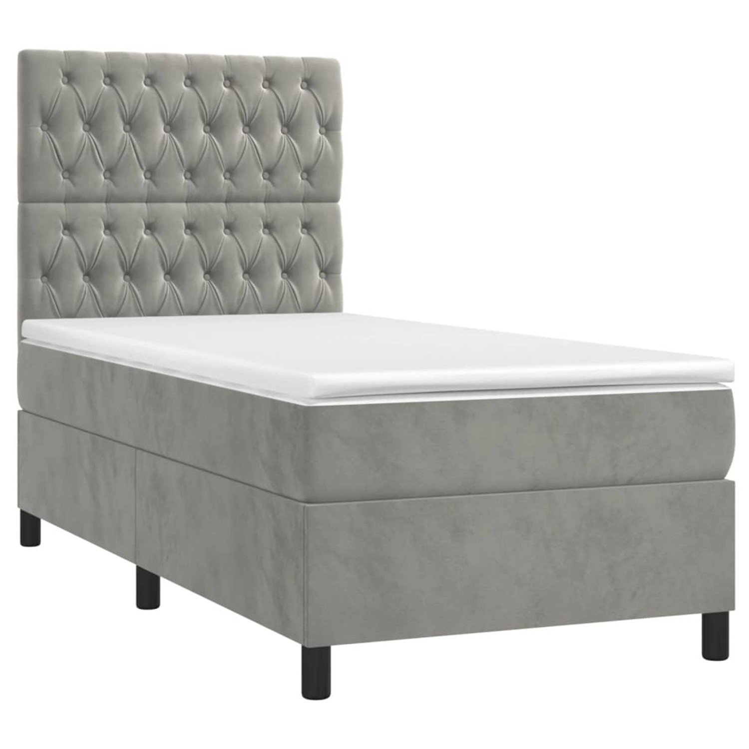 vidaXL Boxspringbett mit Matratze & LED Hellgrau 90x200 cm Samt 3136281 günstig online kaufen