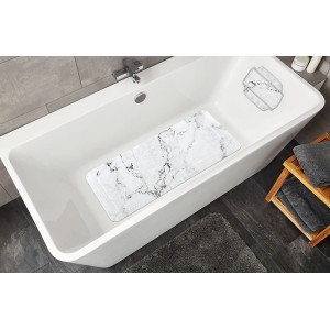 Anthrazitfarbene Kleine Wolke Wanneneinlage Marble in Badewanne, Marmor-Optik.