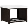 Brauner vidaXL Gartenhocker aus Rattan mit weißem Kissen, Teil des 4-tlg. Lounge Sets.