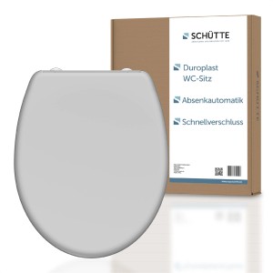 Schütte WC-Sitz Duroplast Grau mit Absenkautomatik und Schnellverschluss.