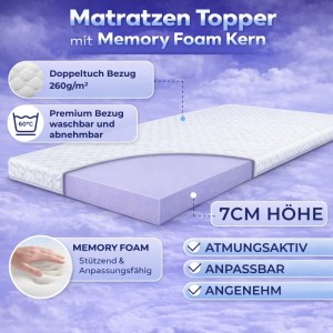 Arensberger Topper SOFT Plus 90x200 Memory Foam Matratzentopper