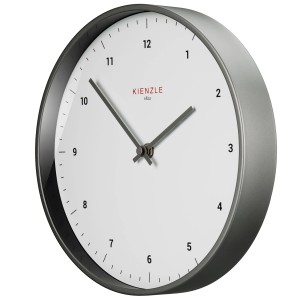 Kienzle Funkwanduhr Classic, Ø 25 cm, silber-weiß, mit Stahlrahmen. Präzise und geräuschlos.