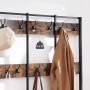 Songmics Garderobenständer Dacey mit Schuhbank, 12 Haken, braun-schwarz. Details.