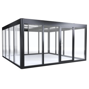 SunElements Gartenhaus SunGarden Energy 4.4, anthrazit-metallic, 19,6 m² mit Photovoltaikmodulen.