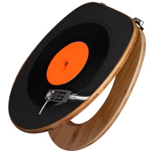 Banjado WC-Sitz aus Bambus mit Plattenspieler-Motiv. Toilettendeckel aus Holz mit Universal Scharnieren.