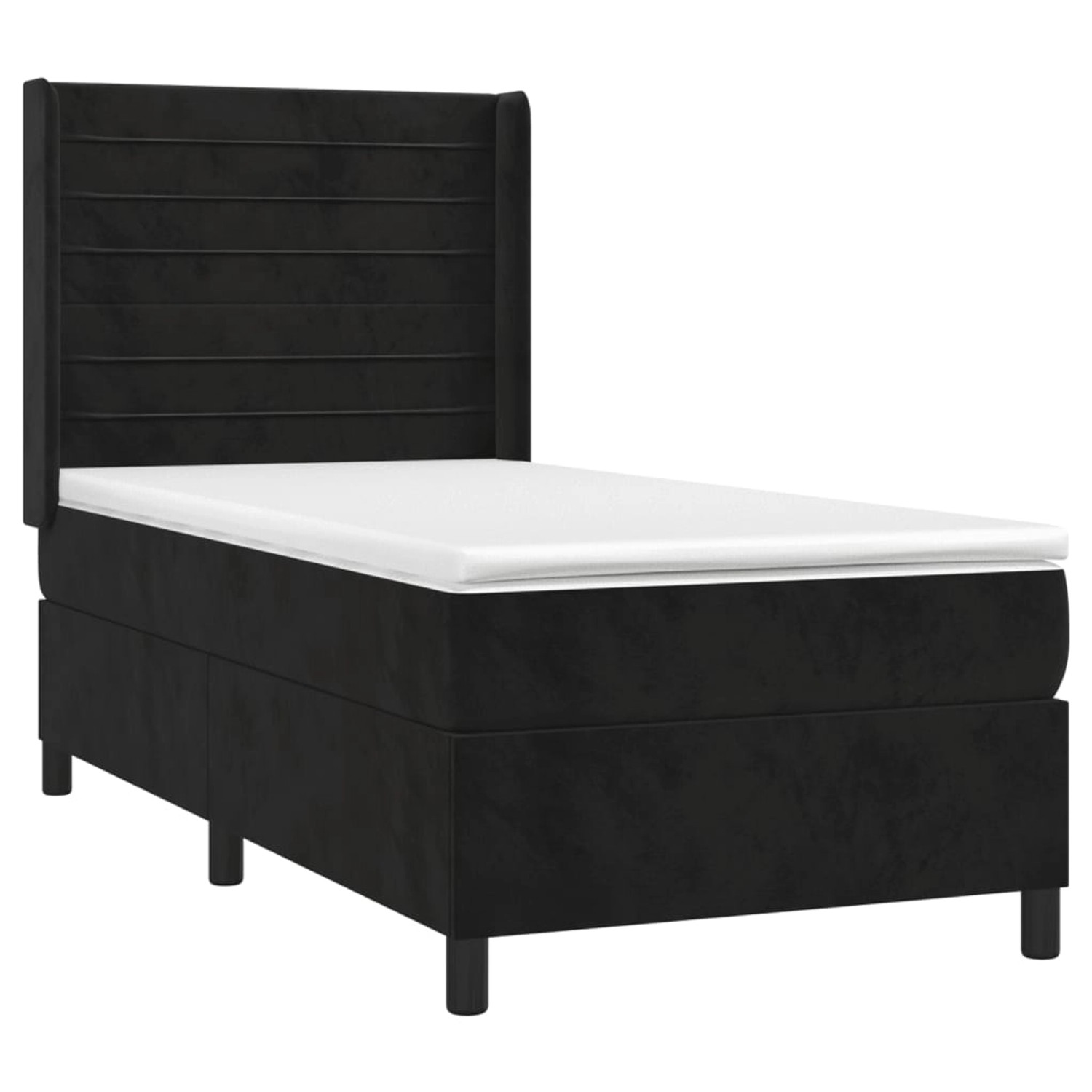 vidaXL Boxspringbett mit Matratze & LED Schwarz 90x190 cm Samt 3139597 günstig online kaufen