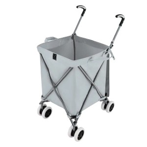 Costway Faltbarer Einkaufstrolley mit Rädern Grau Kapazität 90 L/55 kg