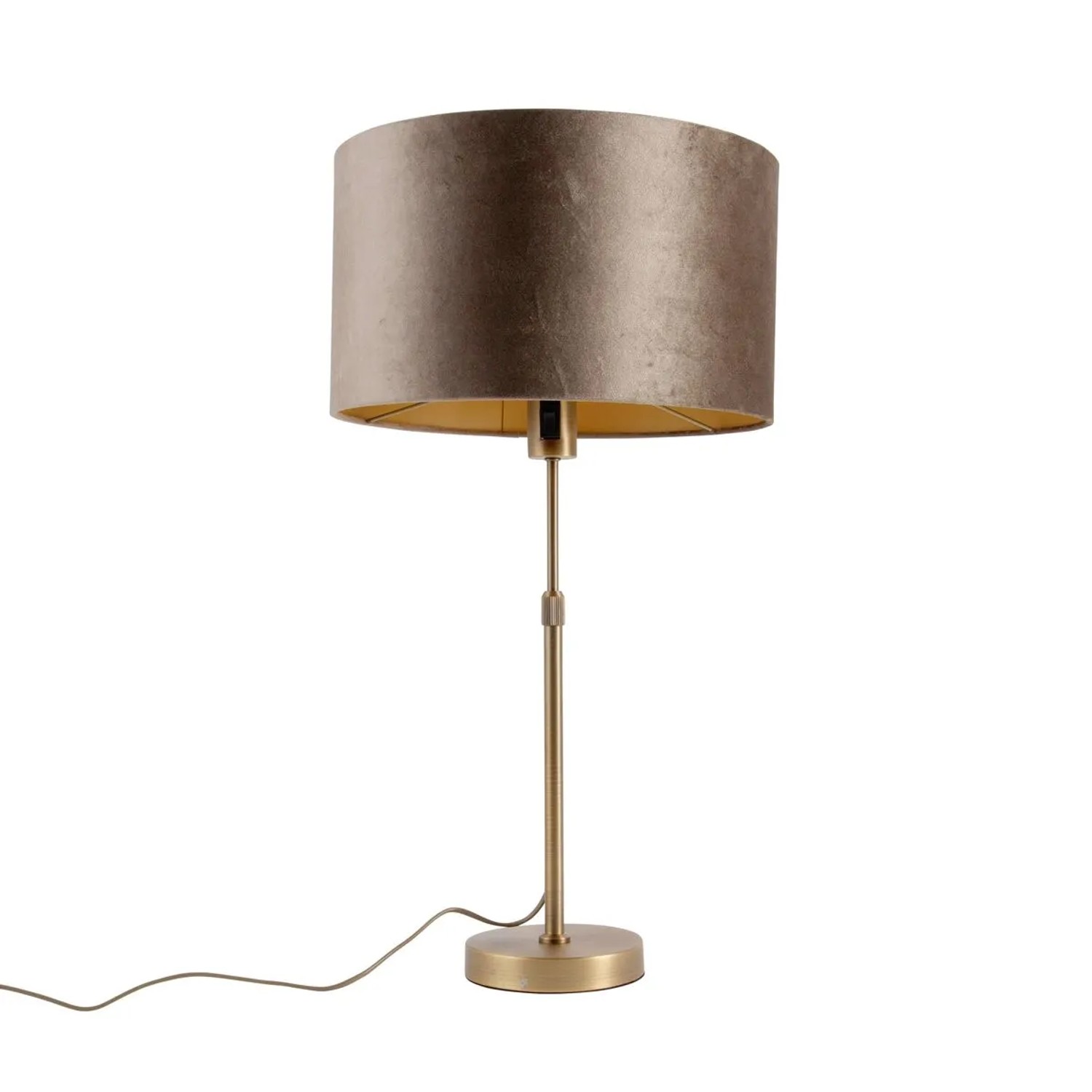 QAZQA Tischleuchte Bronze mit Samtschirm Braun 35cm Parte