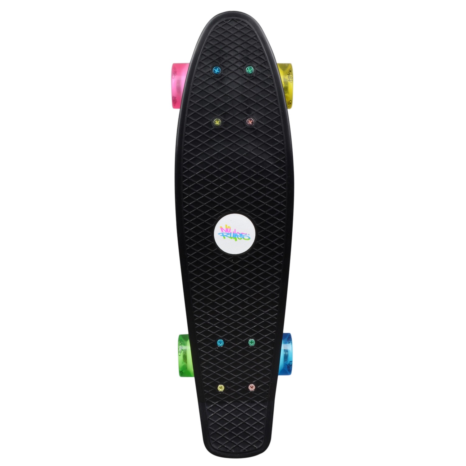 Muuwmi Skateboard Fun Neon LED-Leuchtrollen Deck 57x15cm Rutschfest ABEC5 PU-Rollen 60x45mm