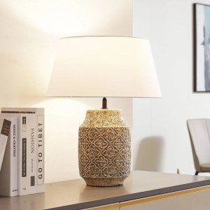 Lindby Tischlampe Aelith 10020393 Landhaus Vintage Rustikal in Alu aus Textil 1-flammig E27 Wohnzimmerleuchte