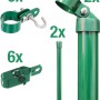 Eck-Set für Maschendrahtzaun, grün, 100 cm hoch, zum Einbetonieren, bestehend aus Streben, Schellen und Drahtspannern.