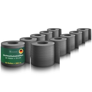 Novatool Sichtschutzstreifen Anthrazit, 10 Rollen für Doppelstabmattenzaun. Zubehör für Zaunbau.