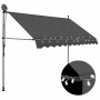 Anthrazitfarbene, einziehbare Markise mit LED-Beleuchtung und Solarpanel. Ideal für Terrasse und Balkon, 300 cm breit.