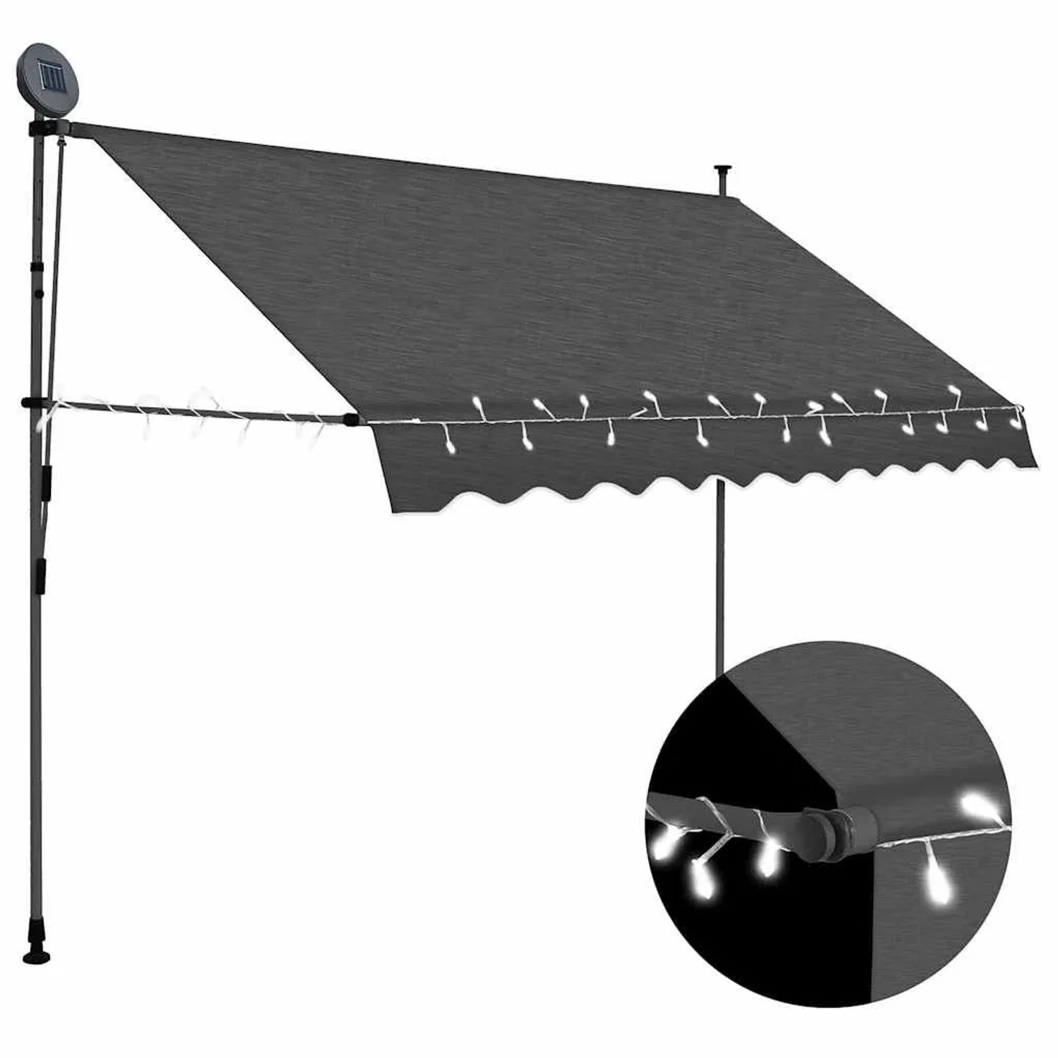 vidaXL Einziehbare Markise Handbetrieben mit LED 300 cm Anthrazit 145866